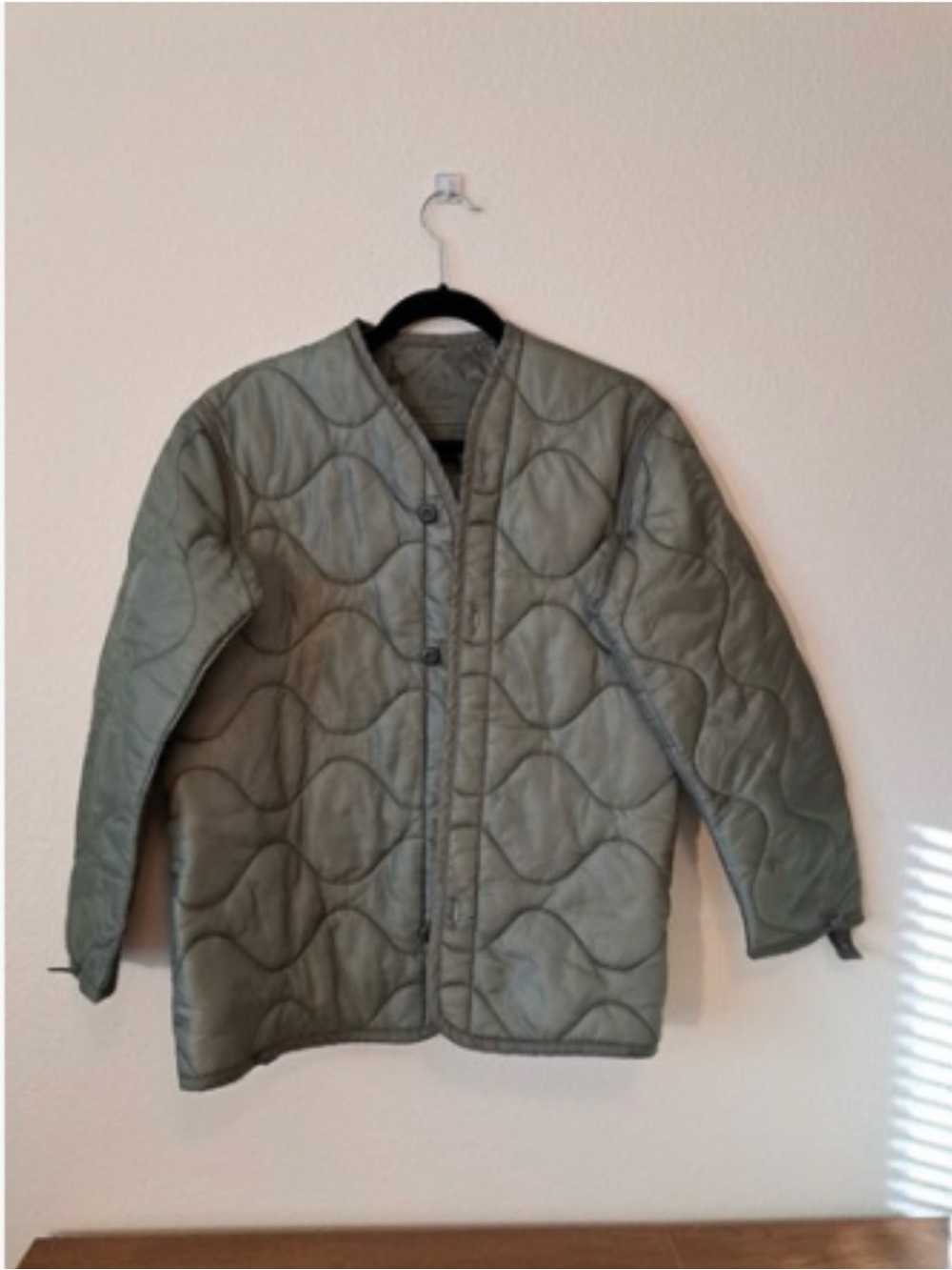 American Apparel Olive Green Quilted Nylon Military Liner
